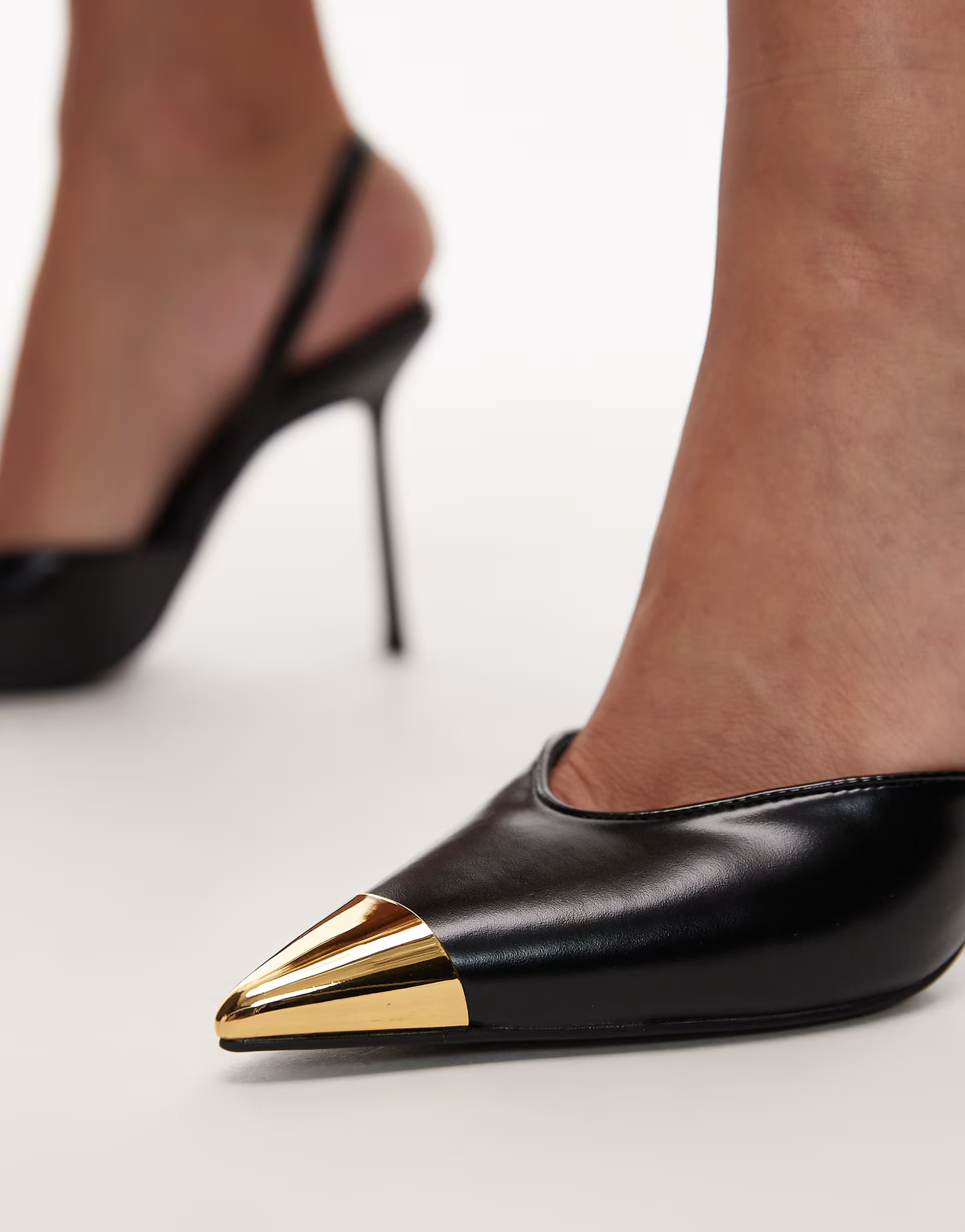 JW PEI Savannah slingback heels with metal toe detail in black | ASOS | ASOS (Global)