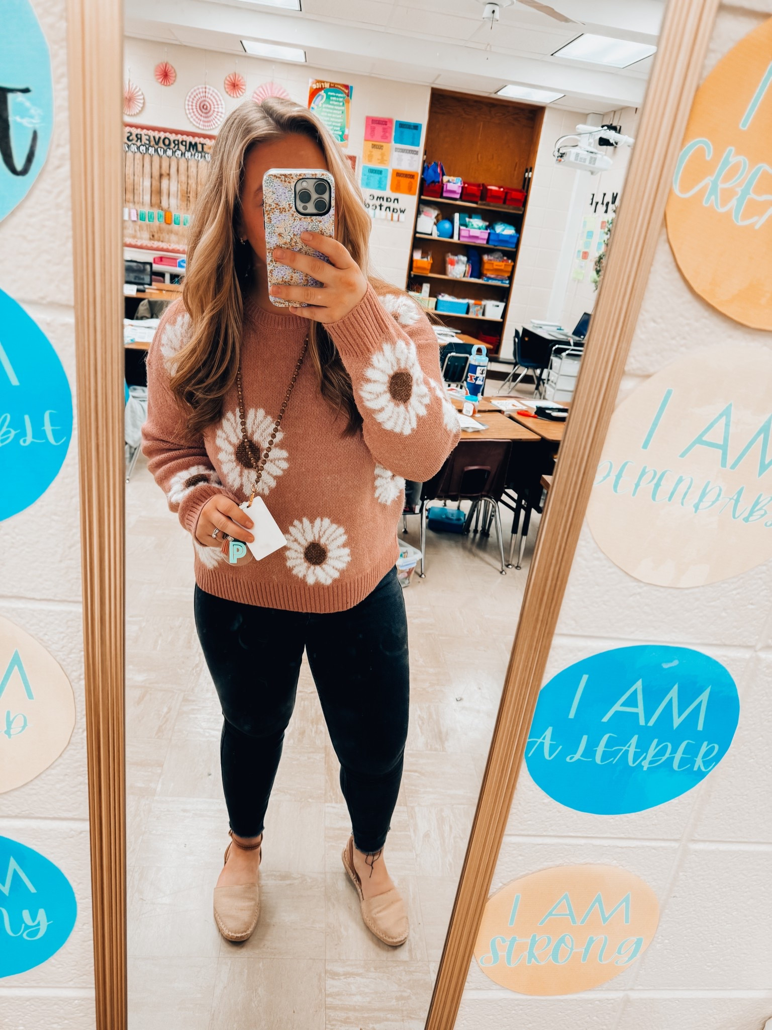 Cute spring look for teachers - floral soft sweater - high rise black jeans - buckle ankle flats for spring - teacher outfits for spring 

#LTKFindsUnder100 #LTKFindsUnder50 #LTKSpringSale