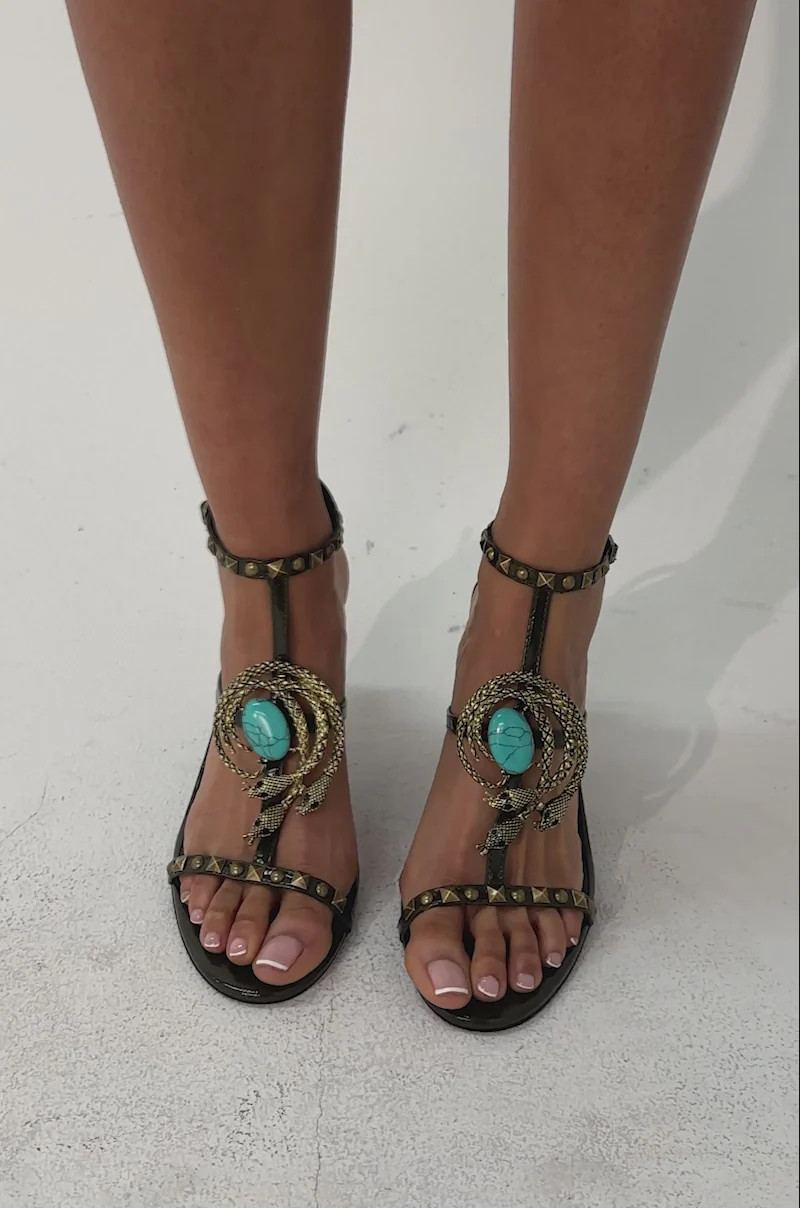 AZALEA WANG REPUTATION OLIVE PU EMBELLISHED STILETTO SANDAL | AKIRA