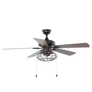 Home Decorators Collection Ellard 52 in. LED Indoor Matte Black Ceiling Fan with Light YG629A-MBK | The Home Depot