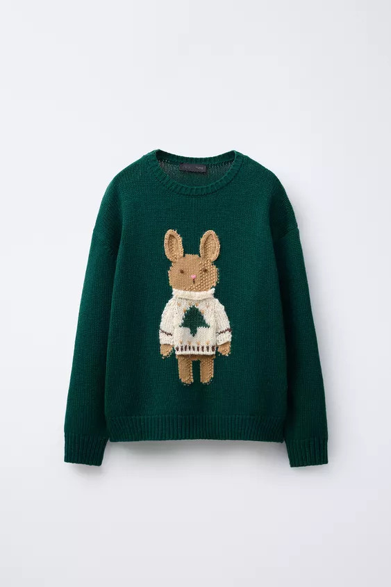 EMBROIDERED BUNNY WOOL KNIT JUMPER | Zara US