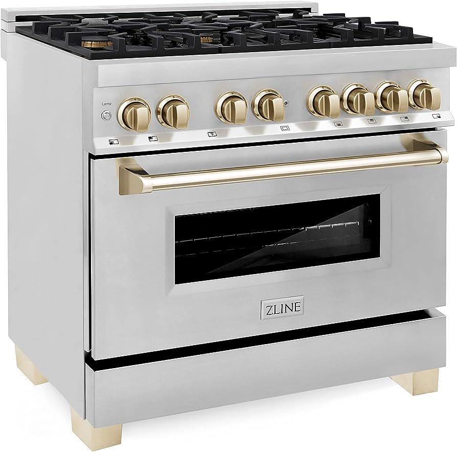 ZLINE Autograph Edition 36" 4.6 cu. ft. Dual Fuel Range with Gas Stove and Electric Oven in Stain... | Amazon (US)