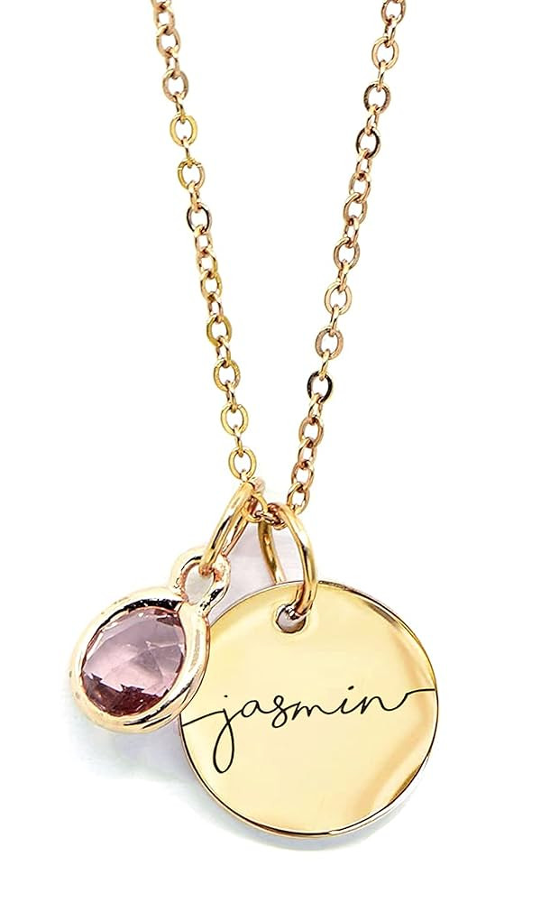 Birthstone Name Necklace Personalized Jewelry for Women Mother's Day Neckace Gifts for Mom Gold P... | Amazon (US)