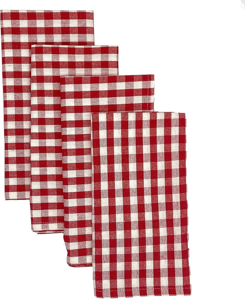 Red Gingham Napkins 100% Soft Cotton, Red Cloth Napkins, Gingham Buffalo Check Napkins Red and Wh... | Amazon (US)