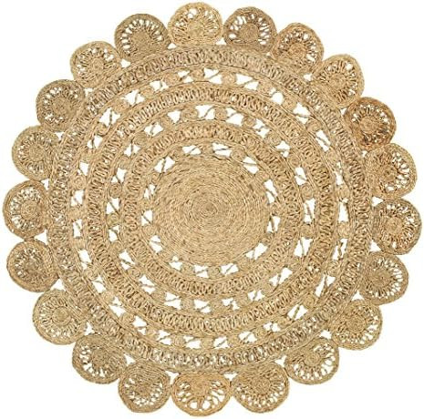 LR Resources Jute LR50134-NAT40RD Natural Round X 4 ft Indoor Area Rug, 4' x 4' | Amazon (US)
