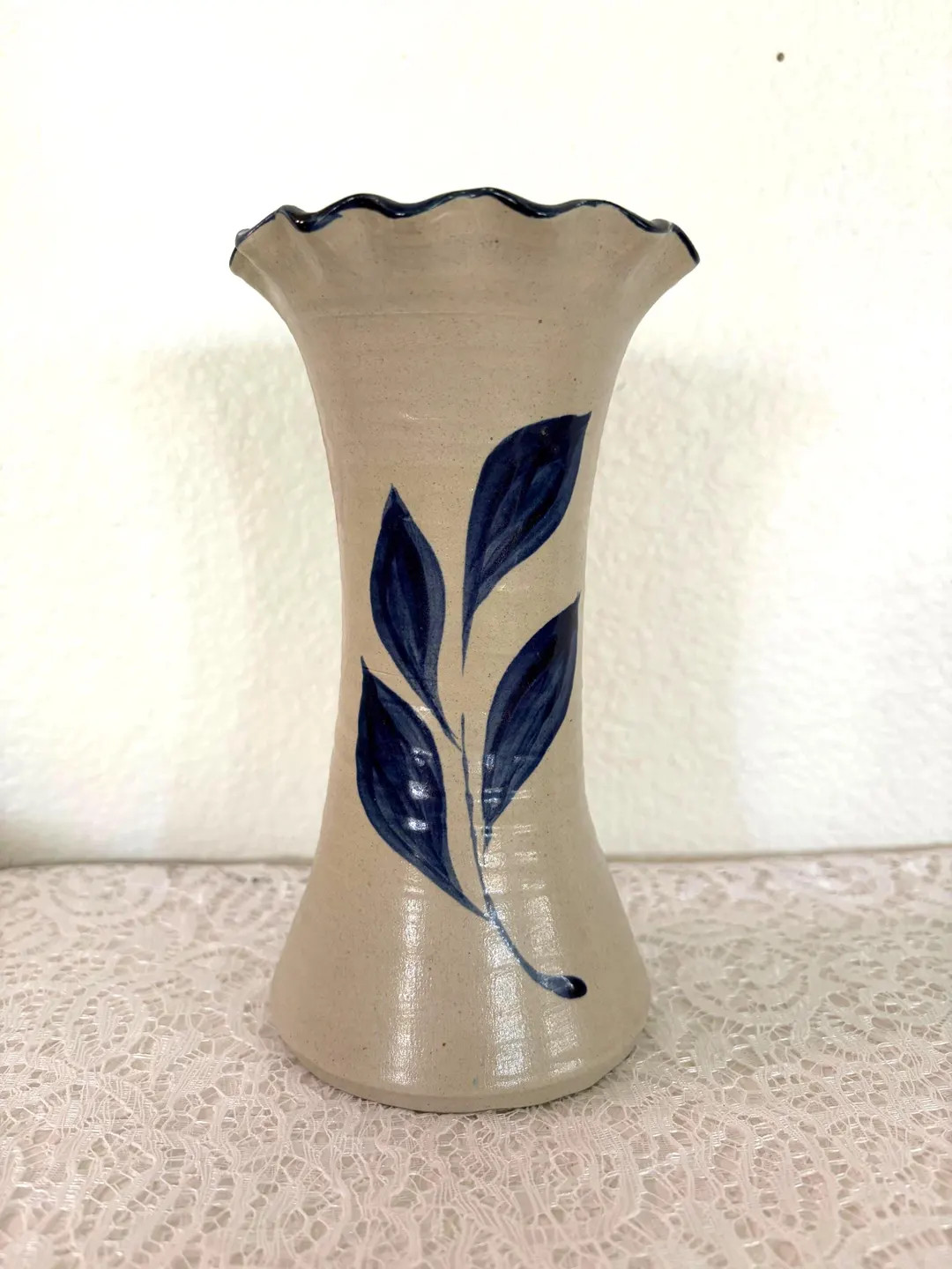 Vintage Williamsburg Pottery Bud Vase: Cobalt Blue Leaf Stoneware, USA Farmhouse Home Decor | Etsy (US)