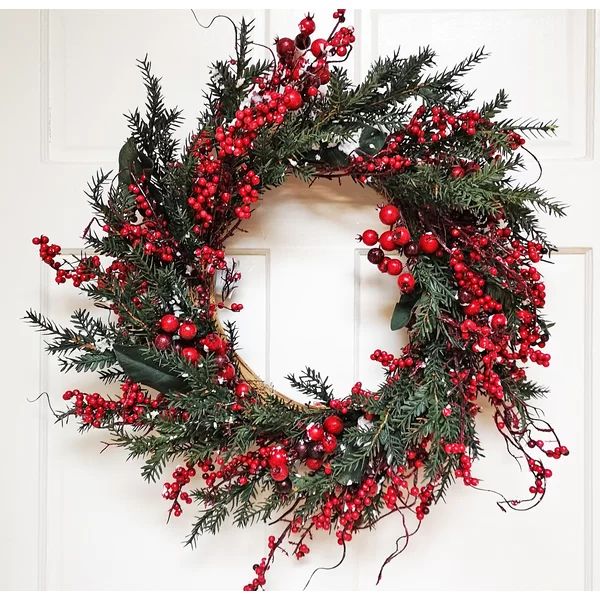 Cedar Pine and Snow Berry 22" Foam Wreath | Wayfair Professional