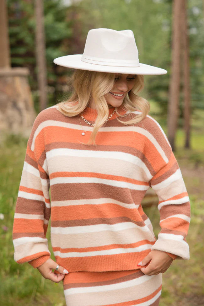 Stripe A Pose Multi Striped Mock Neck Sweater | Pink Lily
