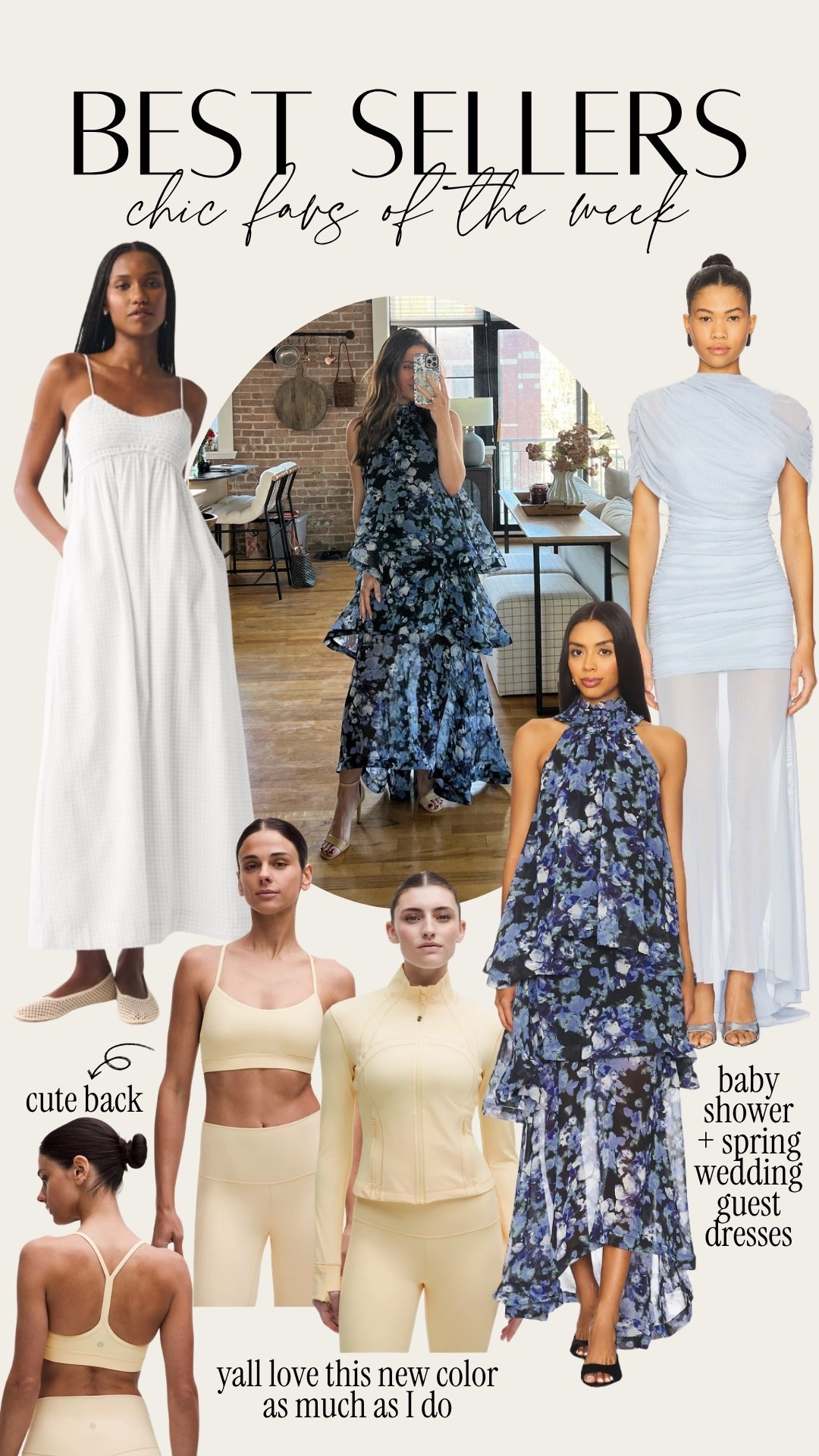 Chic weekly best sellers! New butter cream yellow color way from @lululemon, @abercrombie dress & baby boy shower dresses from @Revolve 

#LTKBaby #LTKootd #LTKBump