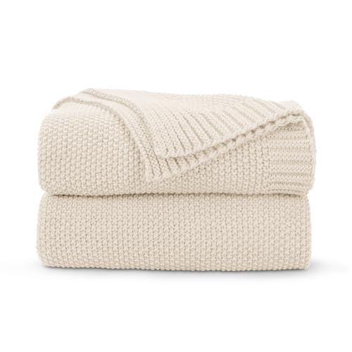 CozeCube Beige Throw Blanket - Soft Cozy Cable Knit for Couch, Bed, Sofa & Living Room - Lightweight, Warm & Decorative - Farmhouse & Christmas Knitted Throw - 50"x60" | Amazon (US)