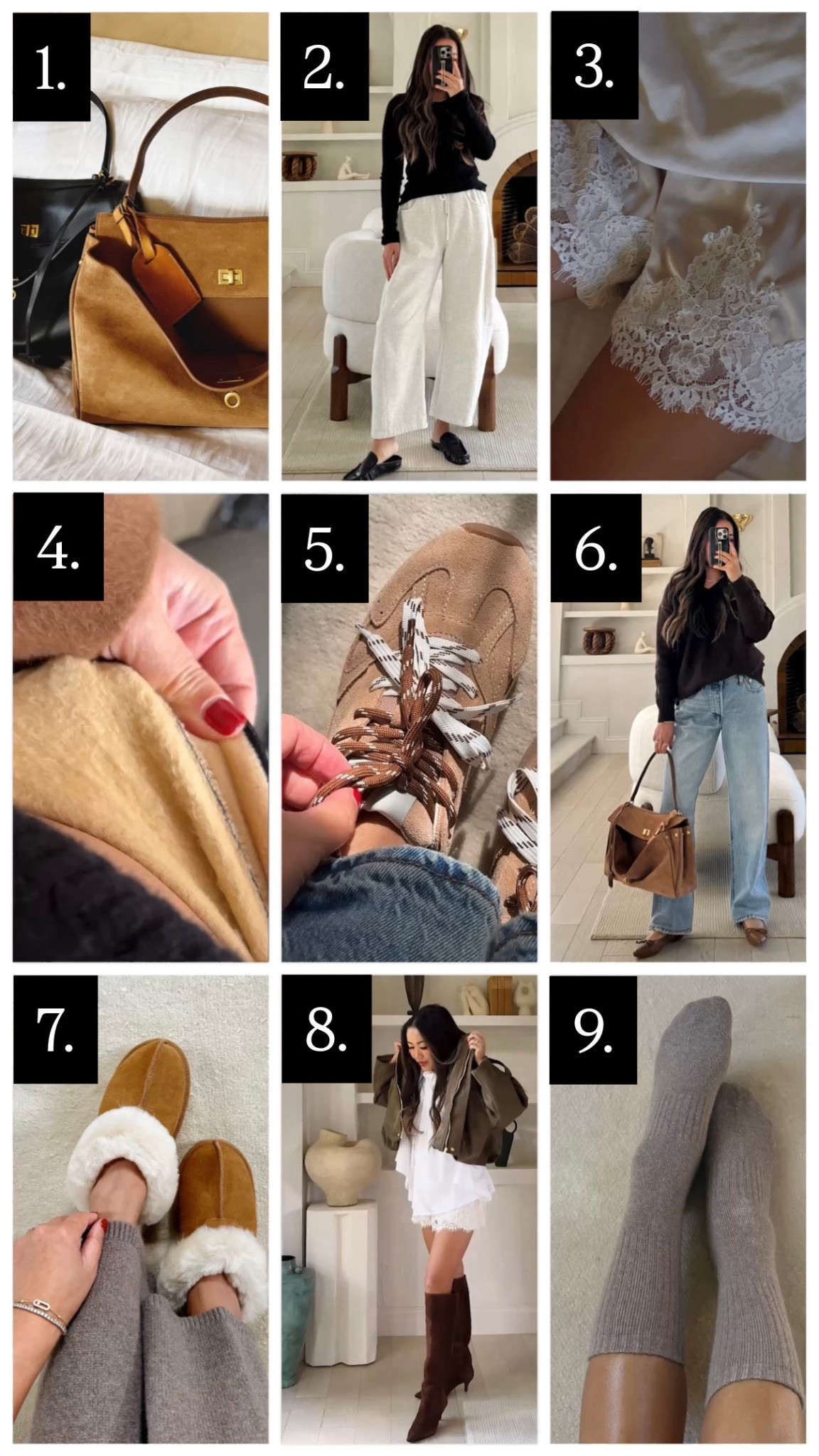 Amazon fall favorites! 

1. High quality, durable and great as an everyday and work bag. One of my favorite Amazon purchases. I've schlepped it around the city (carrying extra shoes, laptop, heavy items) and it's held up so well.

2. Soft, thick and plush - think Aritzia - in a flattering barrel shape! Petite-friendly and so comfortable. I’m 5 ft 115 pounds, postpartum tummy and wearing an XS.

3. The viral lace shorts - versatile as a cozy home lounge piece and dressed up with chunky sweaters and boots for going out. I’m wearing a Small.

4. A fall/winter must-have! These tights have a warm fleece lining inside with a fake' sheer translucent look outside. So warm and comfortable for when the weather gets cold! I’m wearing an XS.

5. Love this style - think Miu Miu - and more importantly, they're comfortable! Well cushioned with an inch lift inside. Great with jeans for everyday and joggers for travel. Fit is TTS.

6. A pair of jeans that look great on everyone! These are flattering and have relaxed straight legs. Can be worn with nearly anything - simple tees to chunky sweaters. I’m 5 ft 115 pounds, postpartum tummy and wearing a 26 full length (I shorten it by 2 inches so it’s full length on me. The ankle/petite/short length is too short on me to be ‘full length’).

7. Plush and super comfortable! Memory foam padding with non-slip sole... like walking on clouds. A fall and cold weather must-have. 

8. The viral textured fall jacket - it's easy to style, from lace shorts + boots to casual jeans + a tee. Comes in many great fall colors and the proportions are petite-friendly. I’m wearing an XS.

9. These are the BEST SOCKS! So comfortable (not itchy, does not feel 'stringy' or 'grainy' against your feet) inside boots.


#LTKSeasonal #LTKFindsUnder50 #LTKSaleAlert