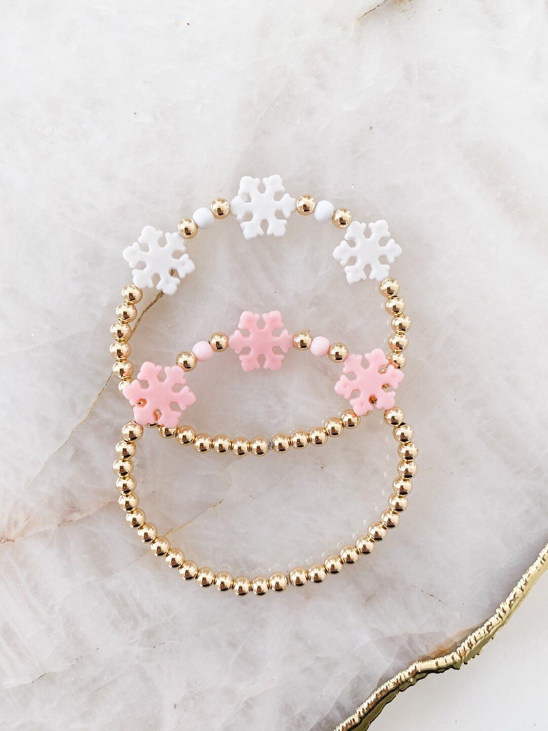 4mm 14k Gold Filled Personalized Beaded Bracelet  Snowflake - Etsy | Etsy (US)