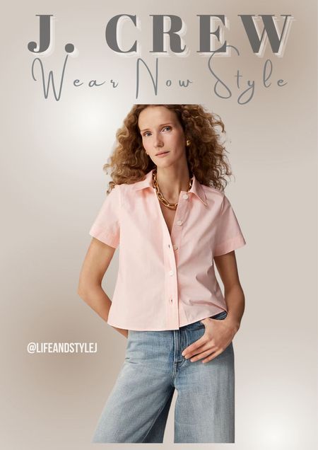 Whether you're heading to the beach or enjoying brunch with friends, this shirt will keep you looking chic and stylish all day long. Pair it with shorts and sandals for a casual daytime look, or dress it up with trousers and heels for a more elevated ensemble. Embrace the laid-back sophistication of summer with the Gamine Shirt in Cotton Poplin by J.Crew.

#LTKSeasonal #LTKfindsunder100 #LTKover40