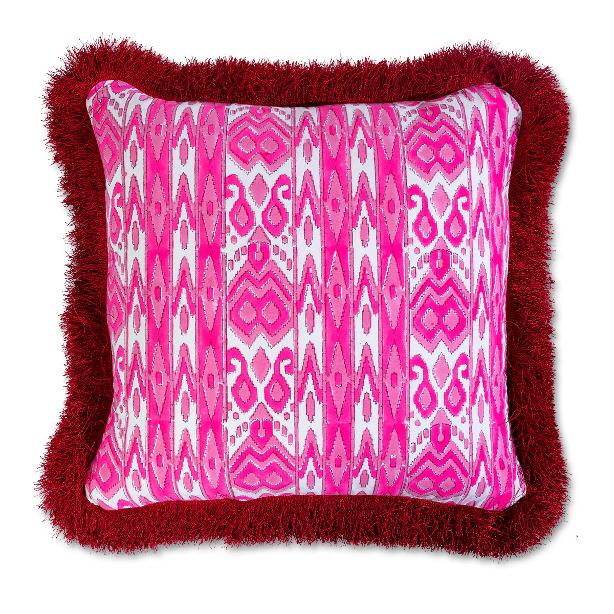 Fringe Blockprint Pillow - Poppy | Furbish Studio