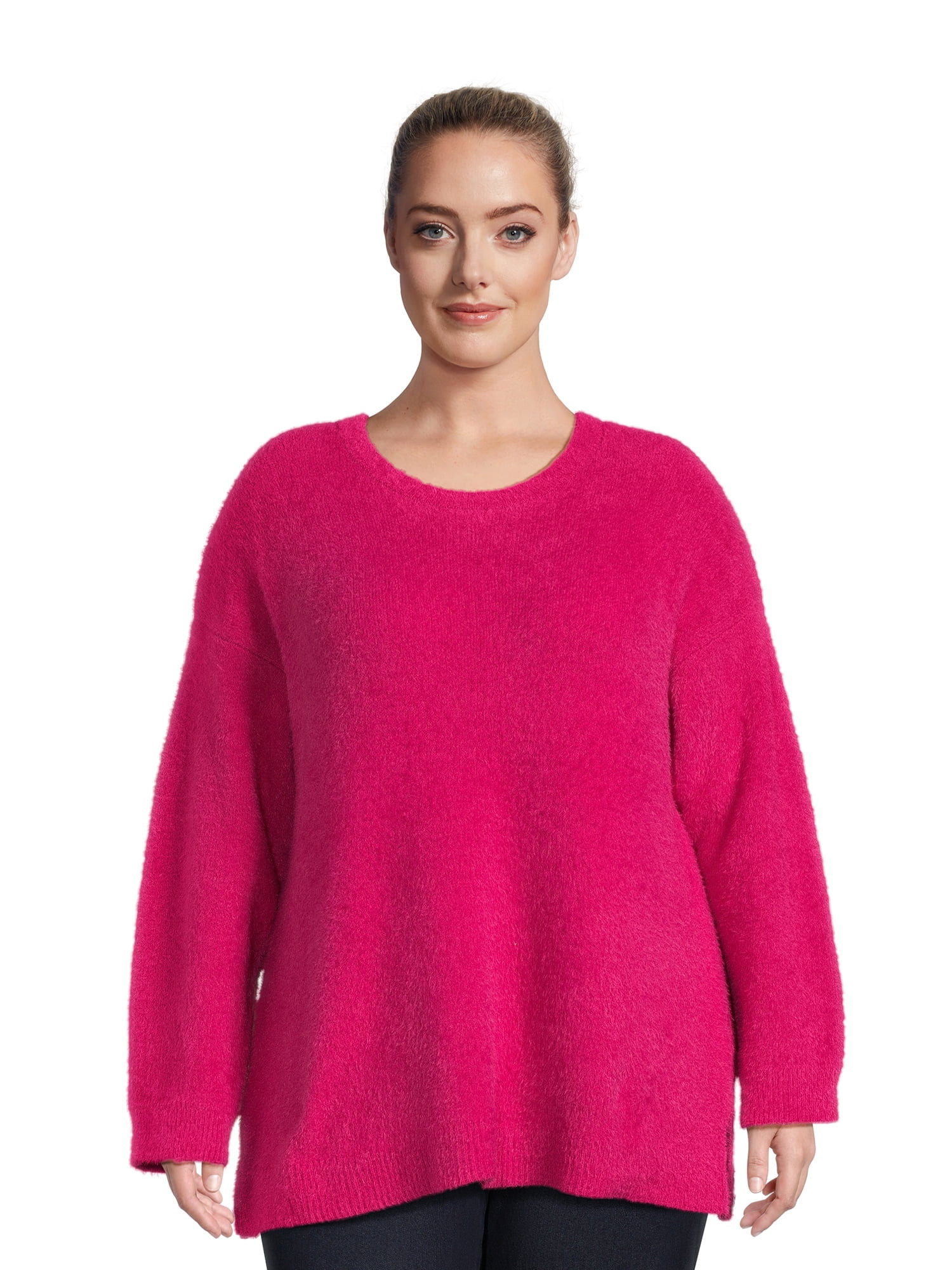 Terra & Sky Women's Plus Size Eyelash Knit Pullover Sweater, Midweight - Walmart.com | Walmart (US)