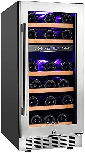 【Upgraded】Aobosi 15 Inch Wine Cooler, 28 Bottle Dual Zone Wine Refrigerator with Stainless St... | Amazon (US)