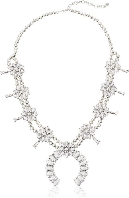 Lucky Brand Bone Flower Statement Necklace, Silver, One Size | Amazon (US)