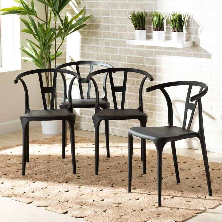 Baxton Studio Warner Dining Chair, Set of 4, Black | Walmart (US)