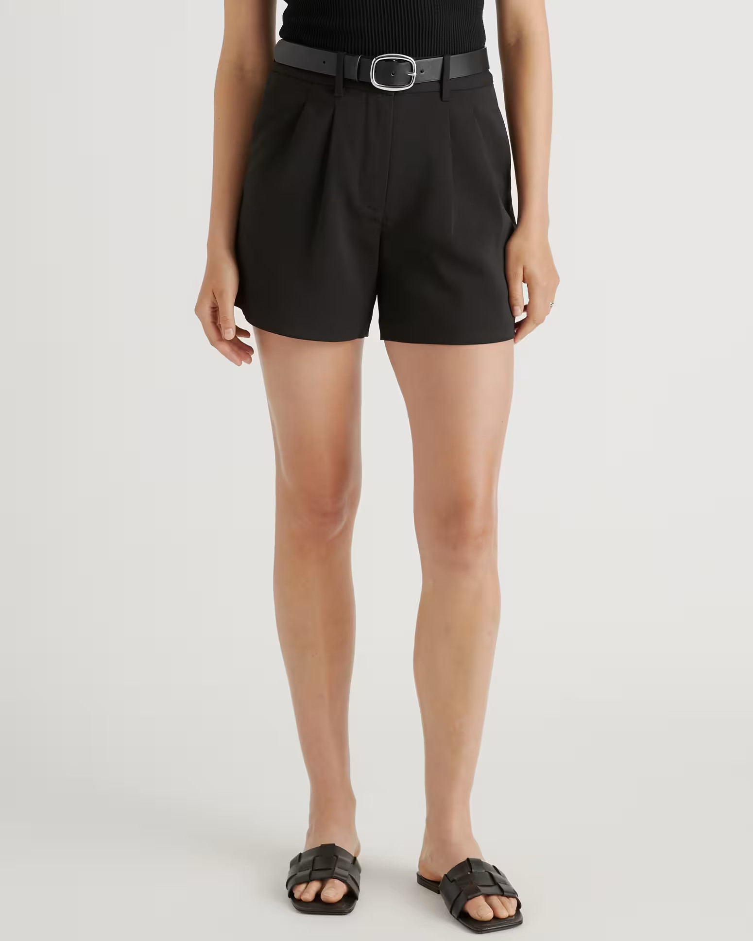 Stretch Crepe Pleated Shorts | Quince