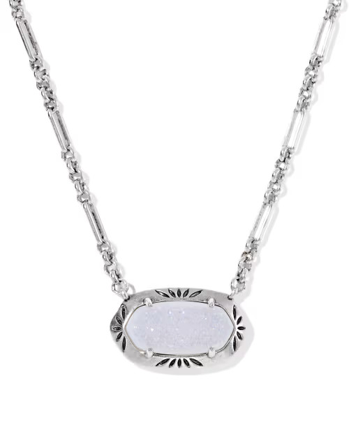 Elisa Vintage Silver Etch Frame Short Pendant Necklace | Kendra Scott