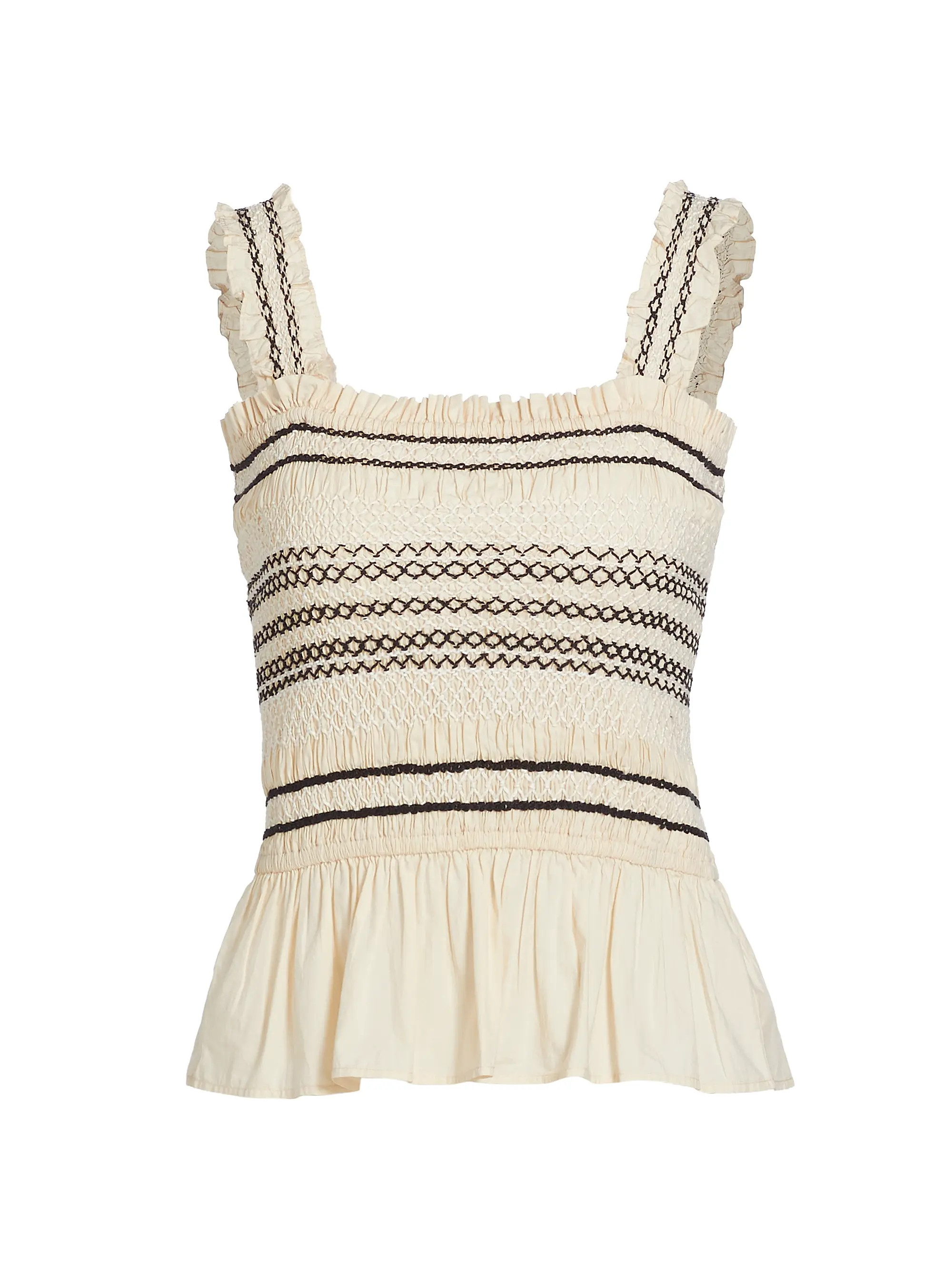 Shop Rails Cecily Smocked Peplum Tank Top | Saks Fifth Avenue | Saks Fifth Avenue