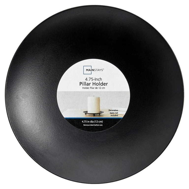 Mainstays Small Round Black Pillar Candle Holder Plate | Walmart (US)