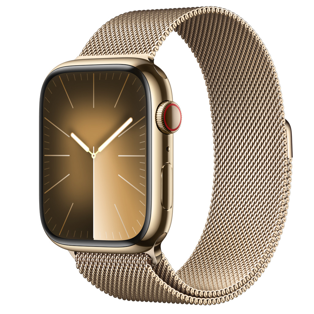 Apple Watch Series 9 GPS + Cellular 41mm Gold Stainless Steel Case with Gold Milanese Loop | Apple (US)