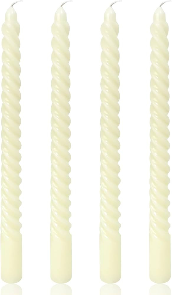 Ivory Spiral Taper Candles for Home Decoration, 4 Pack 10 Inch Candlesticks for Dinner Party Holi... | Amazon (US)