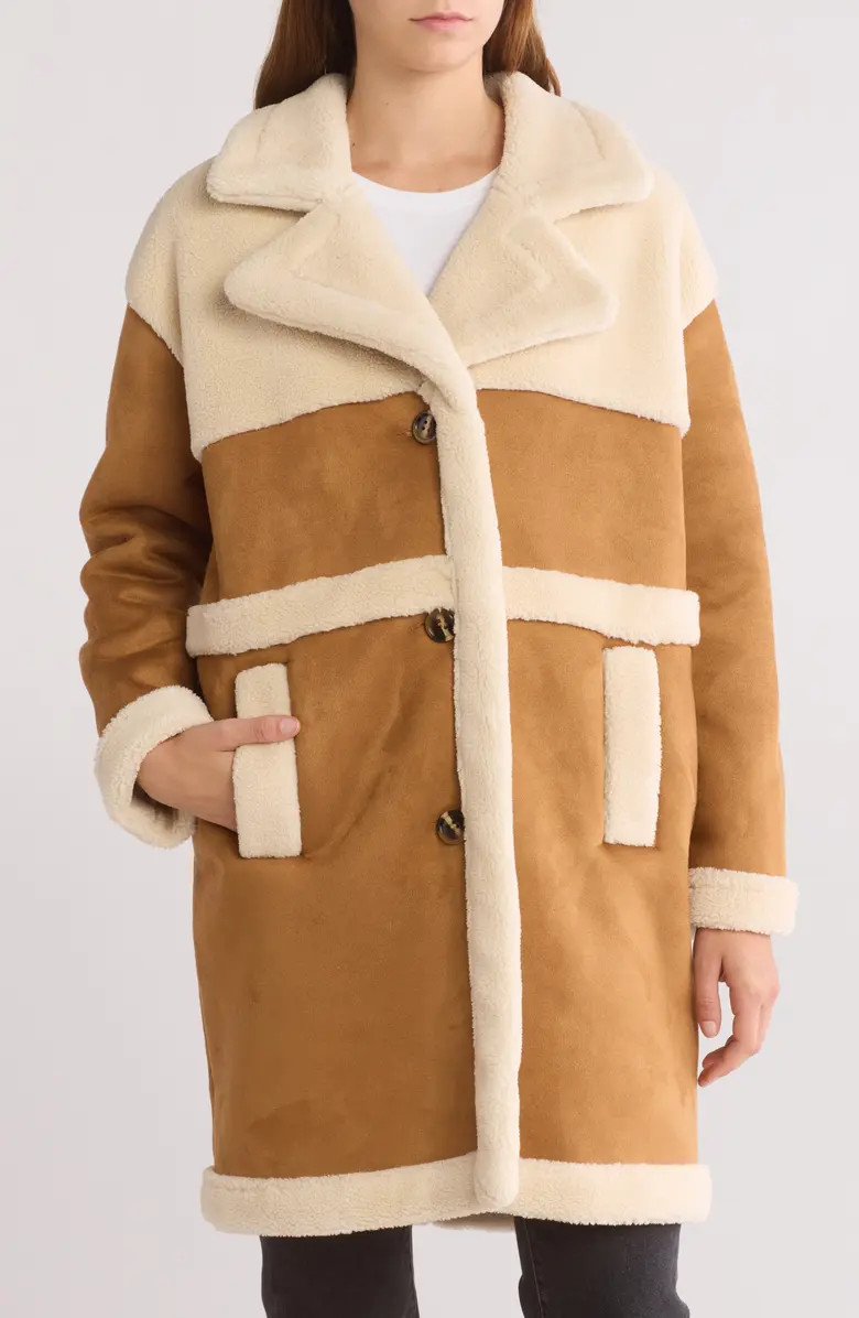 Faux Shearling Trim Coat | Nordstrom Rack