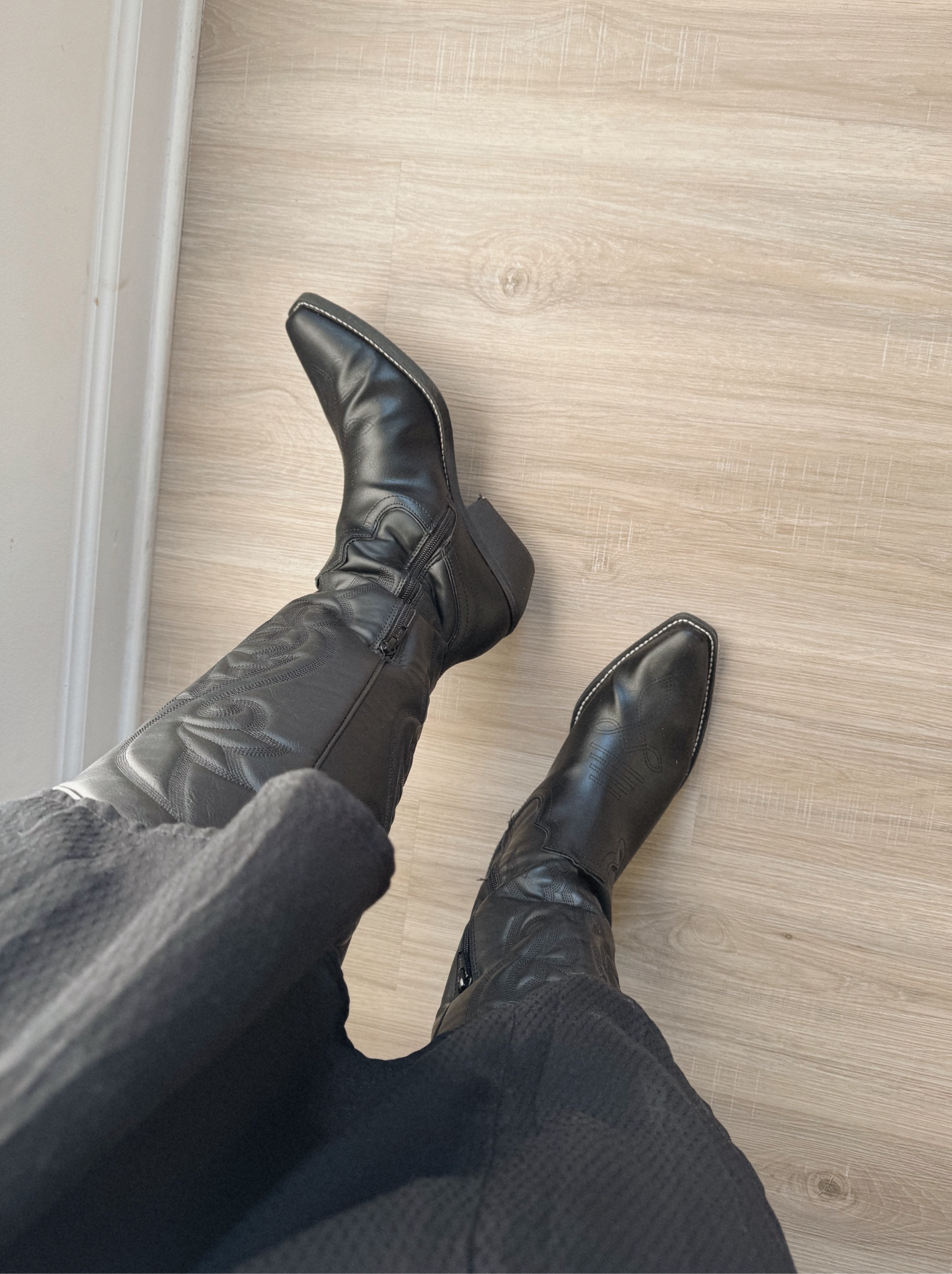 Cowgirl boots from target! I went up a size for comfort and the hit right below my knee! They only have a few sizes left so I tagged some similar ones from Amazon

#LTKMidsize #LTKShoeCrush #LTKFindsUnder50