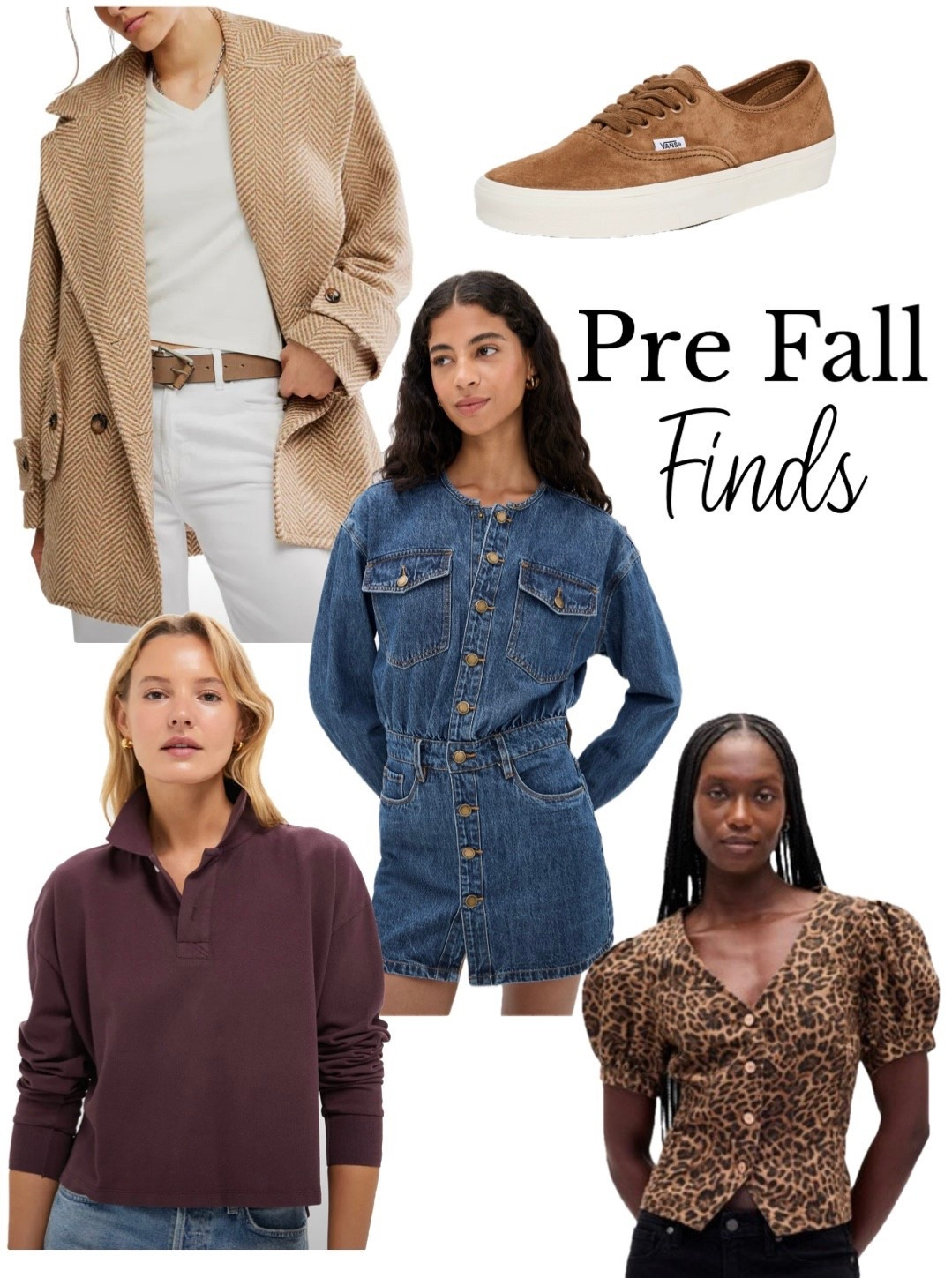 Pre Fall Finds! Long sleeve polo, leopard print top, herringbone coat, denim dress, & brown sneakers 

#LTKOver40 #LTKSeasonal #LTKShoeCrush