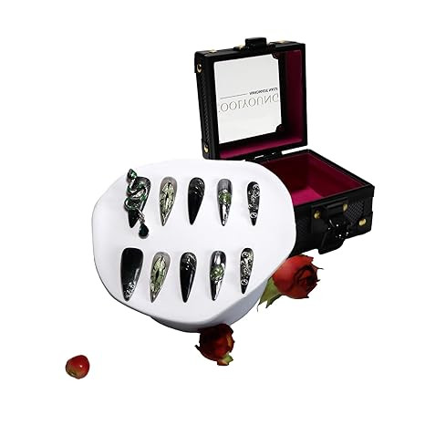 Homemade Nails, Green Nails Press Ons, 3D Press On Nails, Press On Nails For Women, Medium Length... | Amazon (US)