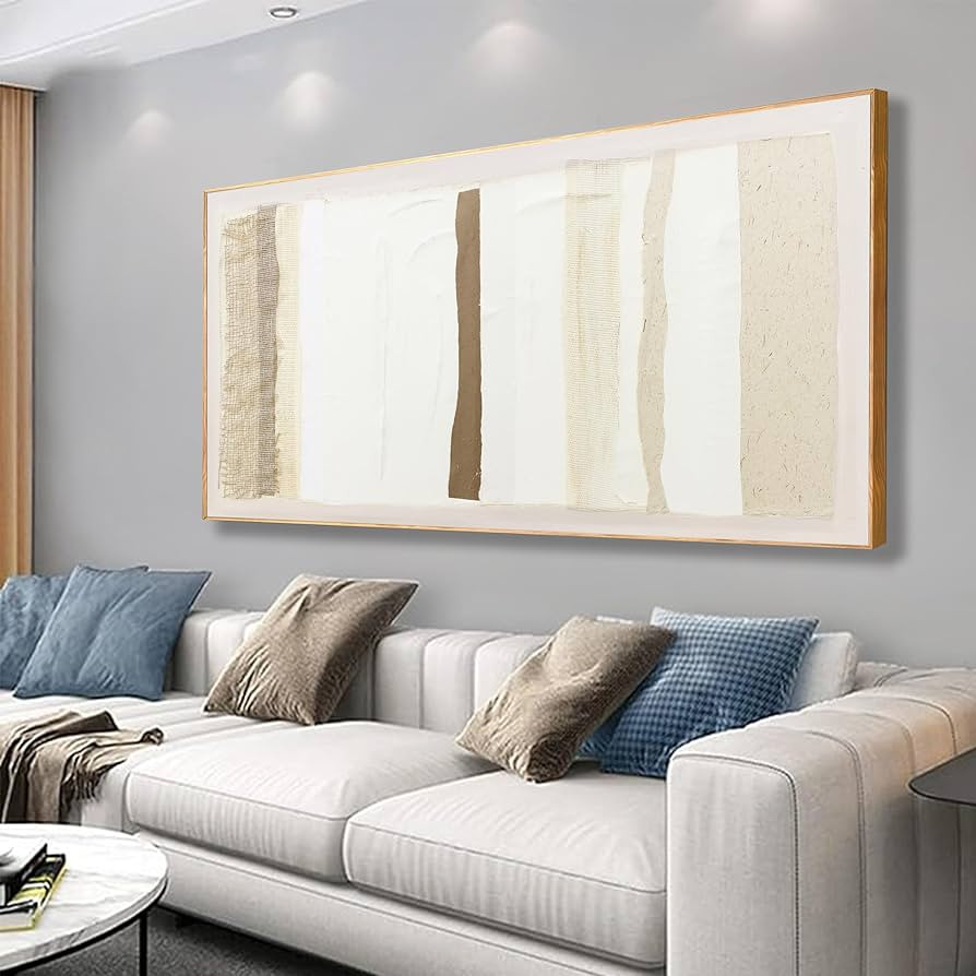 Amazon.com: Abstract Wall Art Framed Artwork Brown And White Minimalist Line Printed Artwork Deco... | Amazon (US)