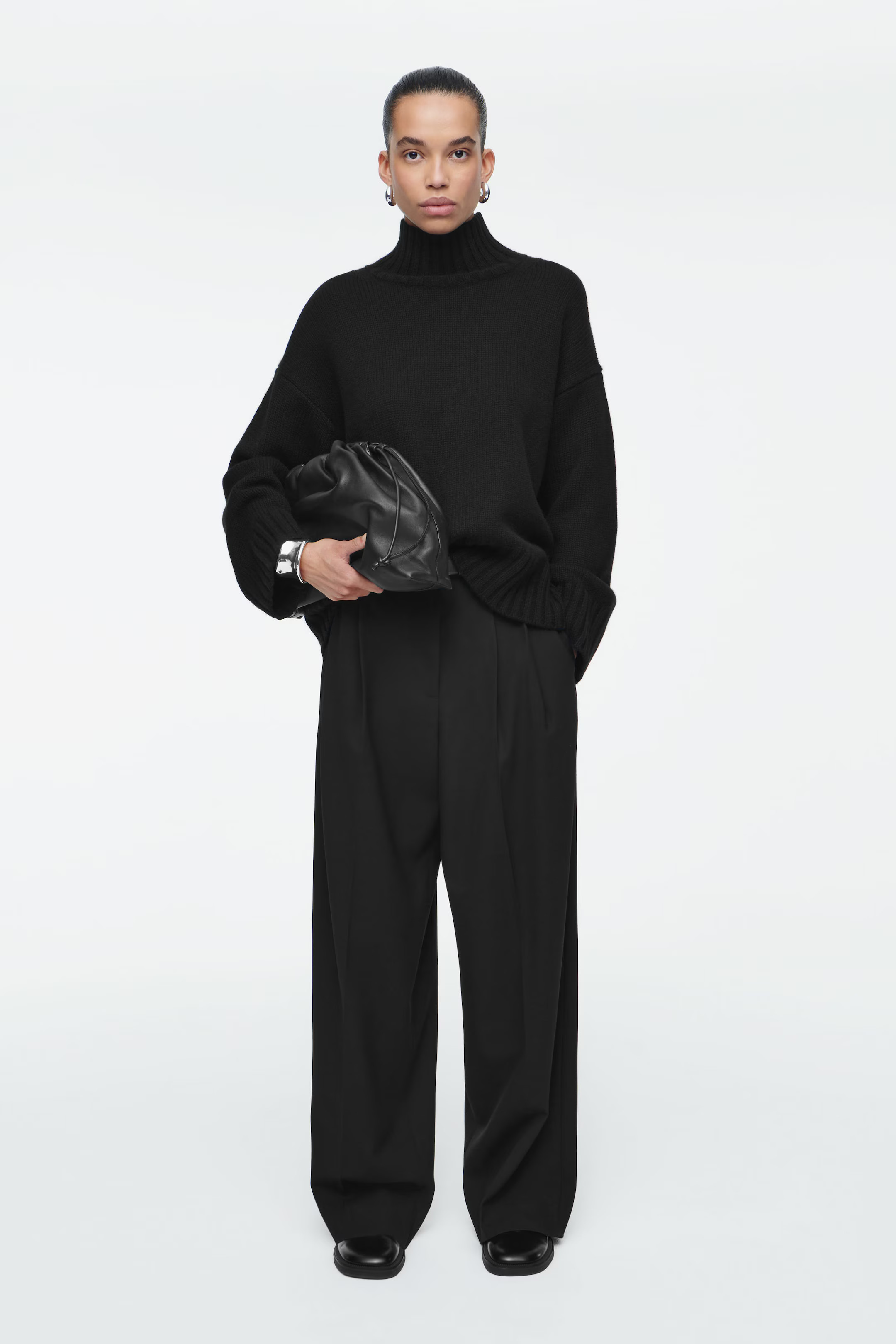 RELAXED TWILL WIDE-LEG PANTS - BLACK | COS | COS (AU)