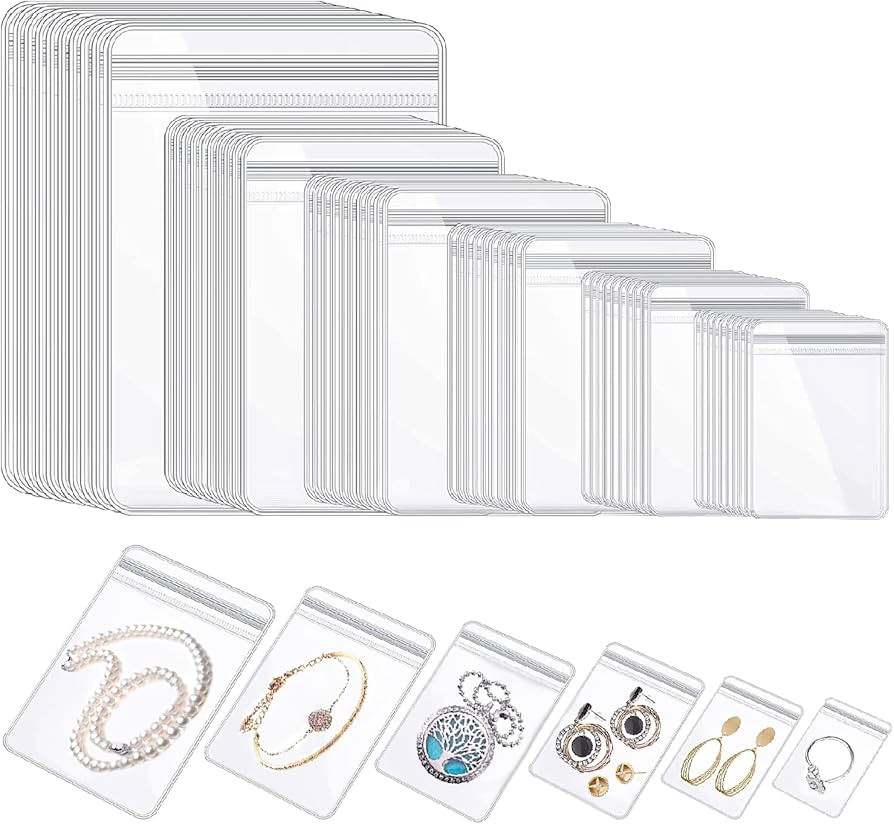 WEDDINGHELPER Jewelry Bags Small Self-Sealing Plastic Zip Clear Bags PVC Transparent Lock Bag for... | Amazon (US)