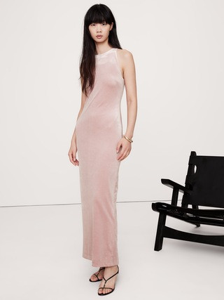 Stretch-Velvet Maxi Dress | Banana Republic (US)