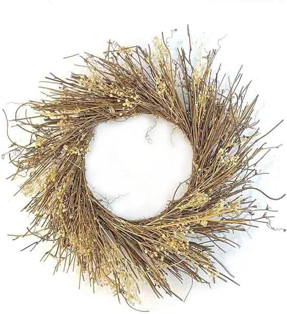 Fall Front Door Wreath, Straw Wreath, Round Dried Wheat and Twig Wreaths, Farmhouse Harvest Wreat... | Amazon (US)