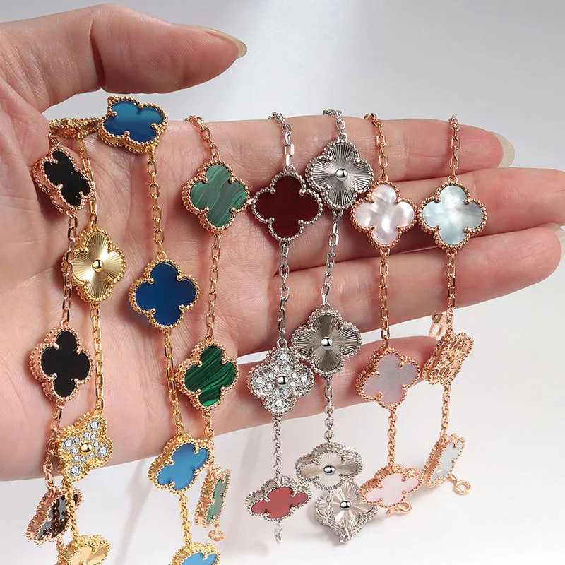 Bracelet jewelry Four Leaf Bracelets 18K Gold Silver Plate Agate Diamond Fashion Love Charm Chain... | DHGate
