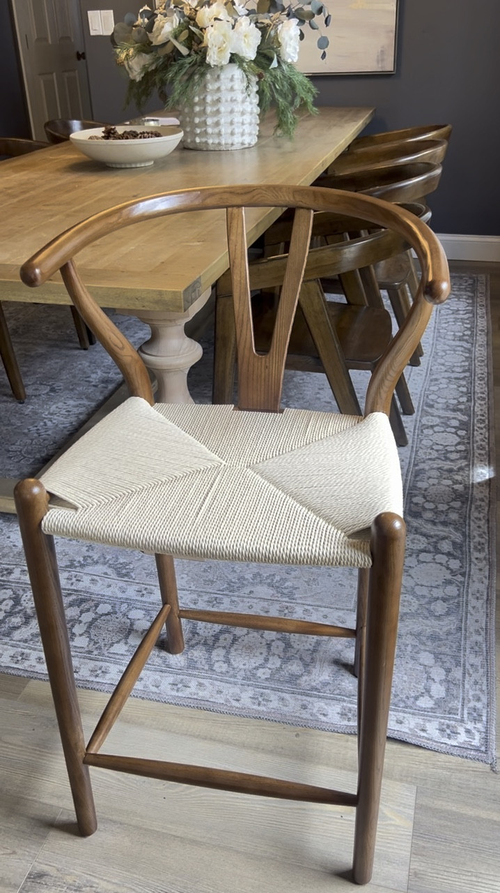 Adorable chairs from Eternity Modern that I had ordered for our home but were a little too short for our bar counter. These were counter height. I have found a more affordable option 
 on Amazon! I’ve linked the options from Eternity Modern and the Amazon option which is about half the price. 