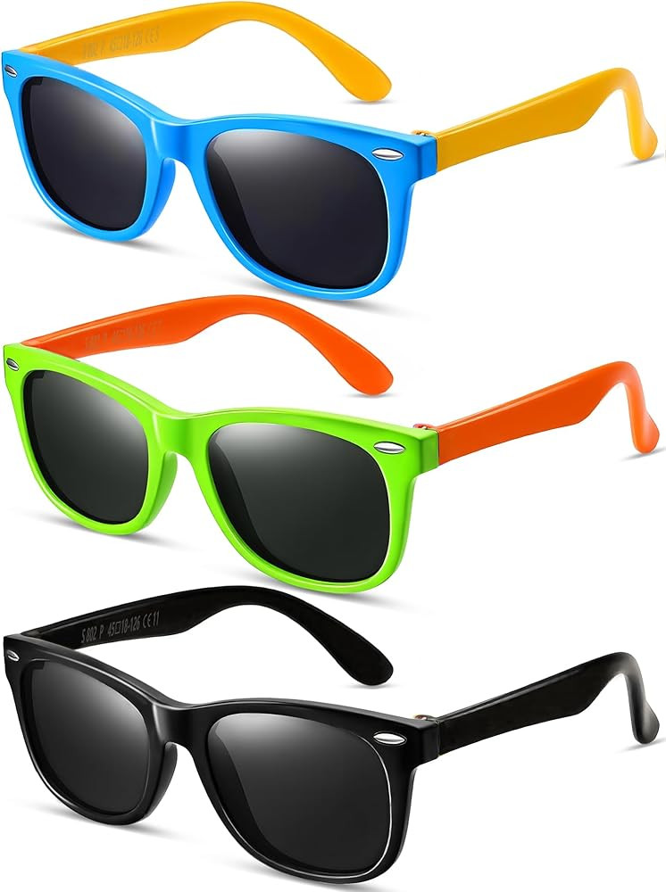 3 Pack Kids Polarized Sunglasses,UV Protection Sunglasses Flexible TPEE Rubber Frame for Boys Gir... | Amazon (US)