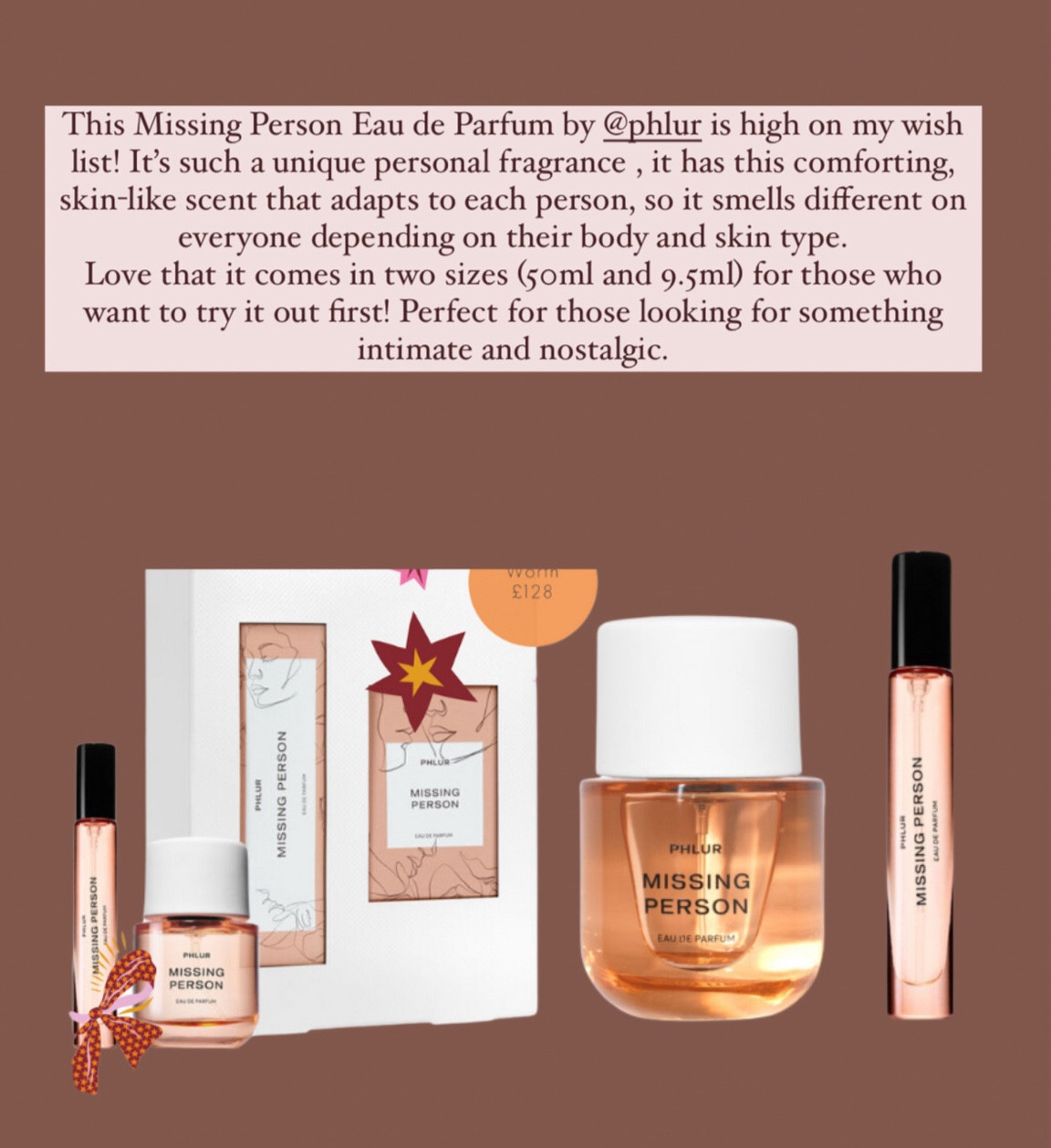 This Missing Person Eau de Parfum by @phlur is high on my wish list! It’s such a unique personal fragrance , it has this comforting, skin-like scent that adapts to each person, so it truly smells different on everyone depending on their body and skin type. Love that it comes in two sizes (50ml and 9.5ml) for those who want to try it out first! Perfect for those looking for something intimate and nostalgic.

#LTKgiftguide #LTKautumn #LTKbeauty