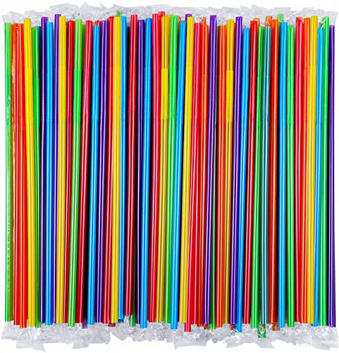 Individually Wrapped 100 Pcs Colorful Flexible Plastic Straws, Extra Long Disposable Bendy Party Fancy Straws, 13 Inch | Amazon (US)