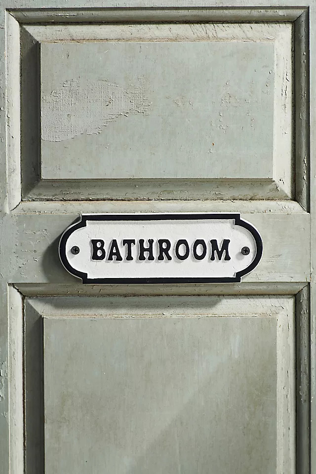 Bathroom Cast Iron Sign in White at Terrain | Terrain