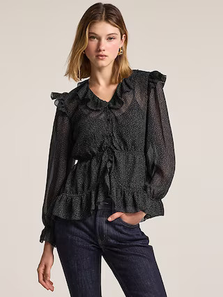 Old Navy x Anna Sui Chiffon Ruffle Button-Down Top | Old Navy (US)