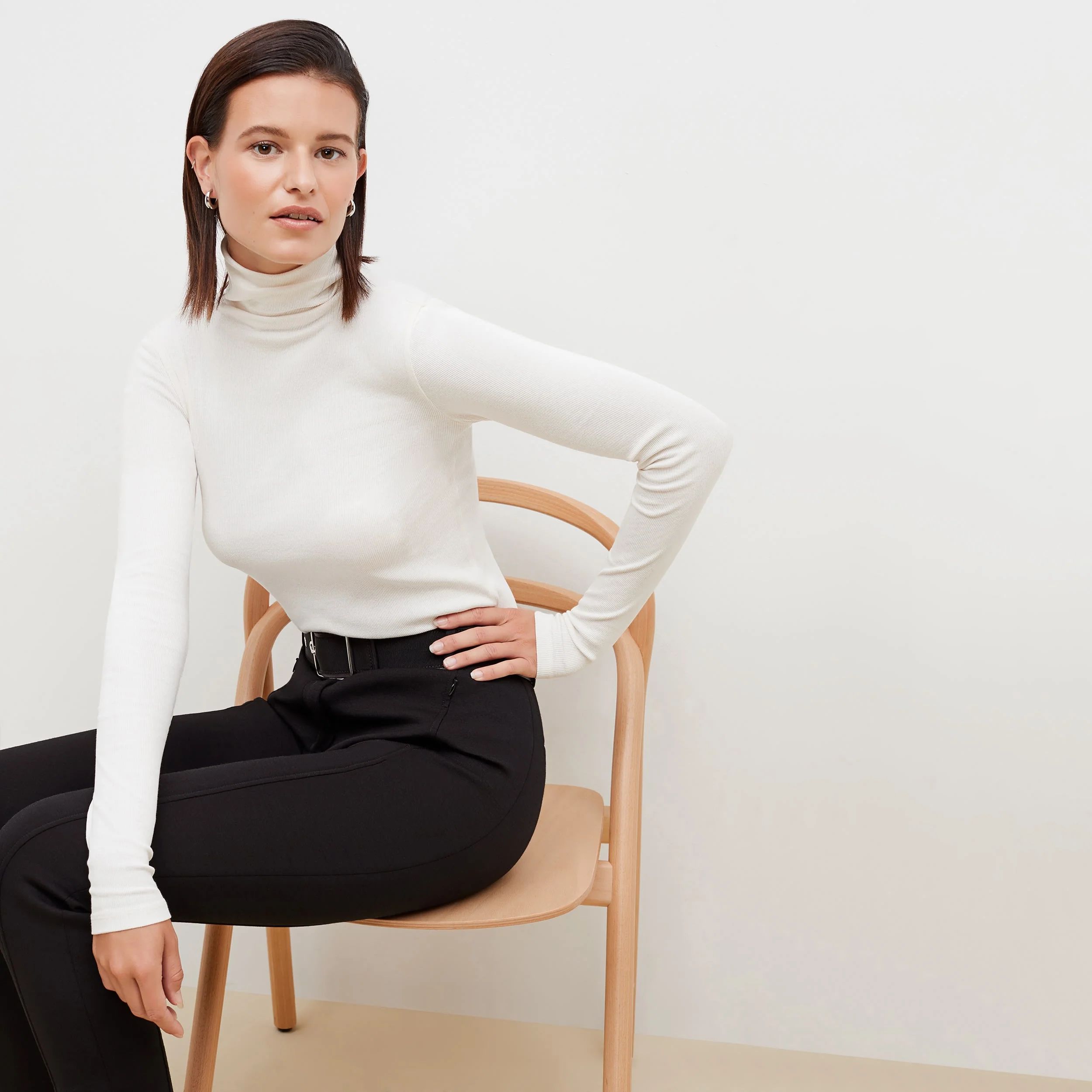 Axam Turtleneck - Ribbed Pima Cotton :: Ivory | MM LaFleur