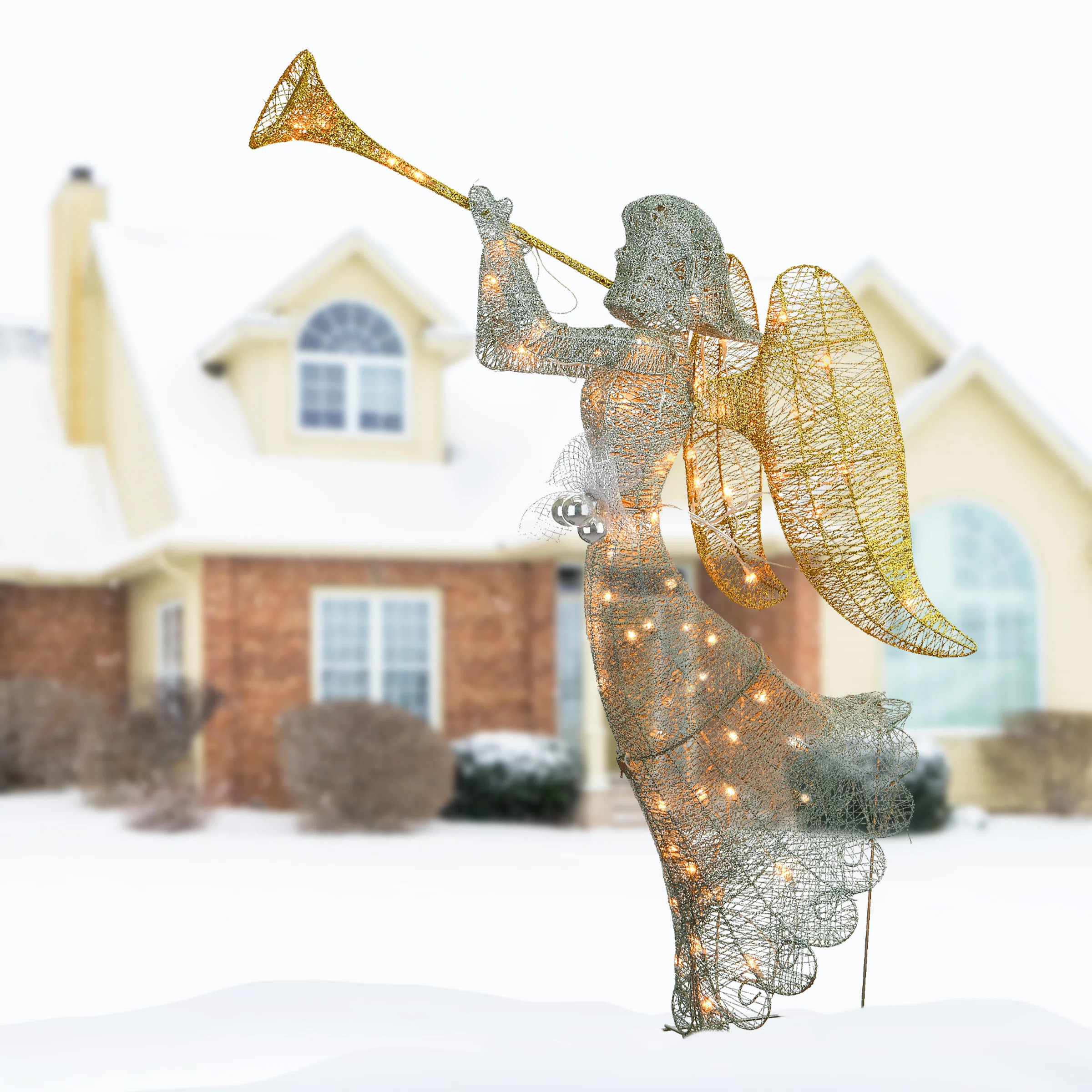 48 in. Silver Angel Decoration with LED Lights | Wayfair North America