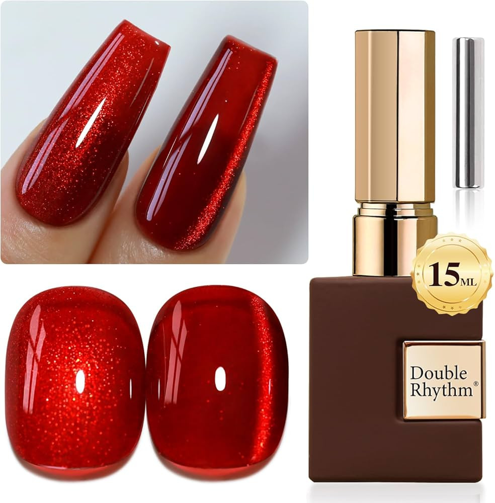 Double Rhythm 0.5 OZ Cat Eye Gel Polish with Magnet 15ML Holographic Glitter Shimmer Translucent ... | Amazon (US)