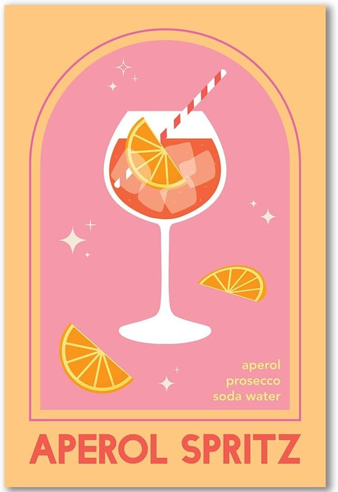 Apero Spritz Cocktail Wall Art Trendy Modern Wall Orange Minimalist Retro Bar Cart Decor (B,16x24... | Amazon (US)