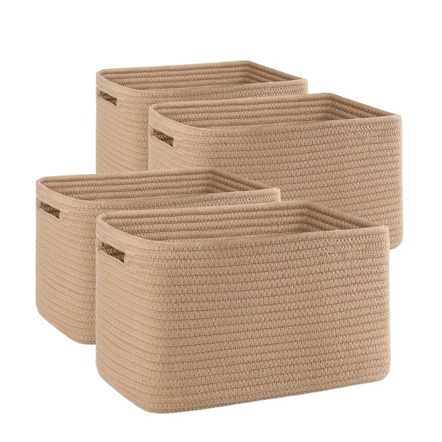 4 Pack Storage Baskets for Organizing, Woven Baskets for Shelves - Perfect for Toys, Books, Towel... | Amazon (US)