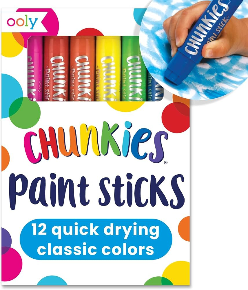 Ooly Chunkies Quick Drying Tempera Paint Sticks for Kids, Classic Colors, Set of 12 Twistable Kid... | Amazon (US)